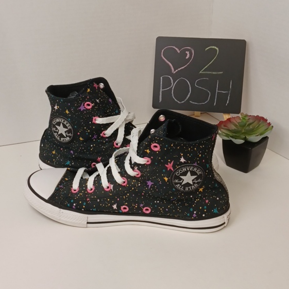 Converse All Stars High Top Black with Rainbow Sta